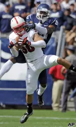 Brandan Bishop has one of the Pack's three interceptions in the win at Connecticut.