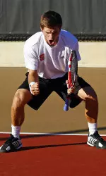 Austin Powell celebrates after winning a point