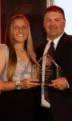 Renada Davis with head coach Shawn Rychcik