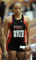 Alexis Perry set a NC State school record in the outdoor long jump at the Raleigh Relays last weekend.