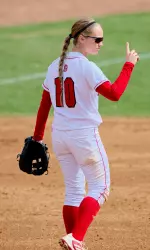 Lana Van Dyken after throwing a hitter out at first base