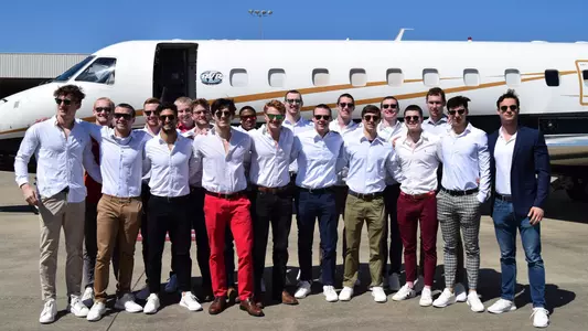 Pack men boarding private jet to NCAA Championships
