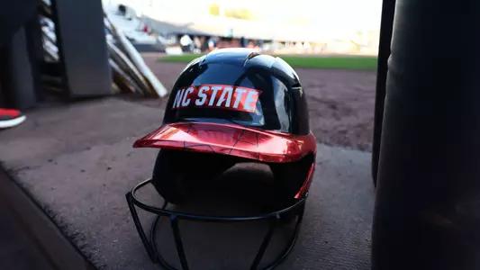 Softball Helmet in dugout at UVA April 2024