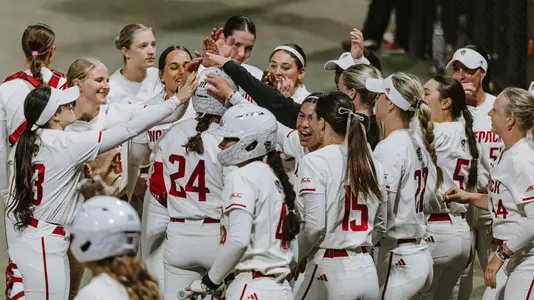 Team Celebration after Massey HR vs Cal 4/10/26