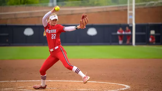 Rylee Wyman pitching against Louisville in Round 1 of the ACC Tournament 2026