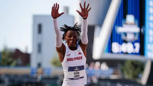 Ryan John competing in the triple jump at the 2026 NCAA Outdoor TF Championships