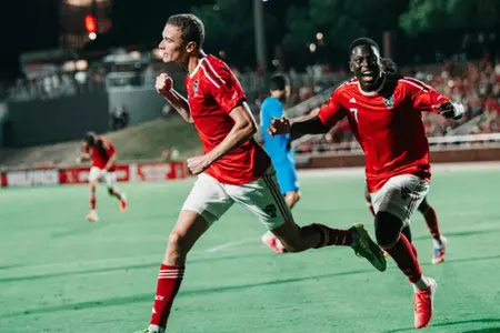 Aidan Payne and Russell Berko celebrating after goal (Sept. 10, 2026)