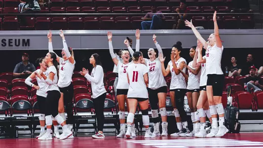 volleyball bench hyped versus App State 9/15/26