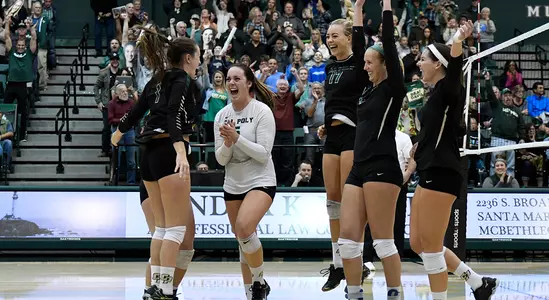 Mustang Volleyball Sweeps UC Davis on Senior Night Image