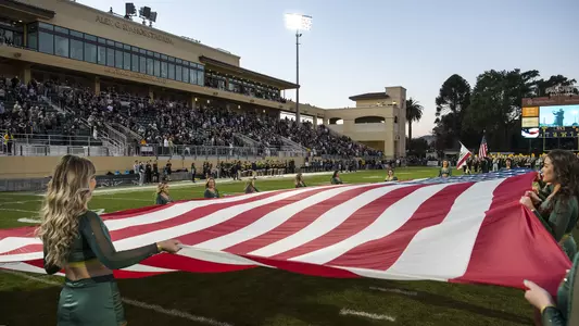 Flag on display in pregame ceremony.
