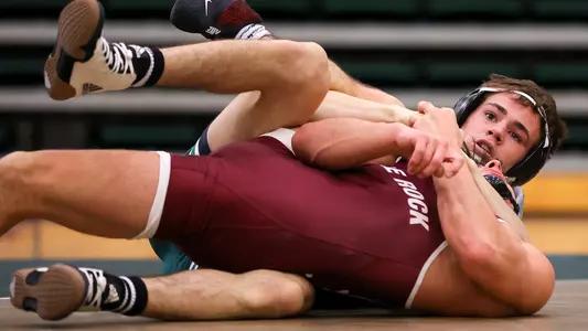 Legend Lamer nearly pins Joseph Bianchi of Little Rock.
