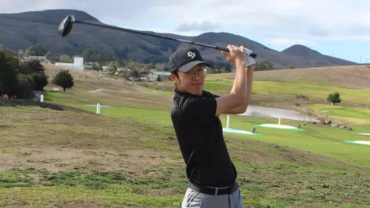 Austin Liu follows his drive.