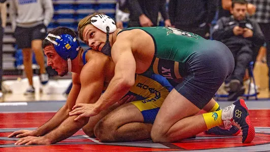 Luka Wick competes in a wrestling match in 2021 Roadrunner Open.