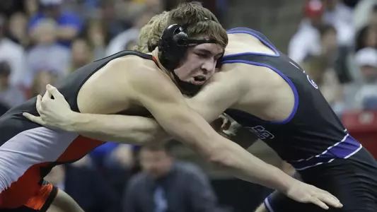 Cash Stewart works for a takedown.