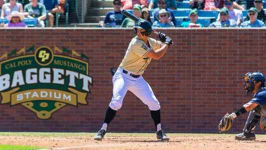 Brooks Lee awaits a pitch against Dixie State.