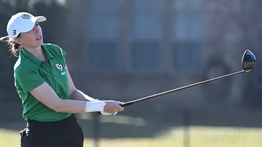 Jensen Jalufka with a tee shot at the Tulane Classic.