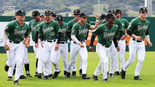 Cal Poly breaks huddle prior to recent game.