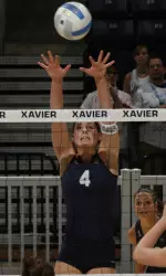 Sophomore Hillary Otte posted a .588 hitting percentage in XU's 3-0 sweep of EMU.