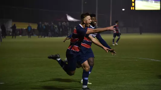 Frankie Ljucovic celebrates after scoring a goal