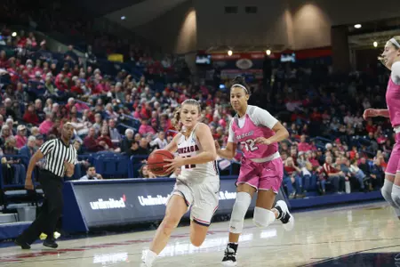Laura Stockton drives to the hoop