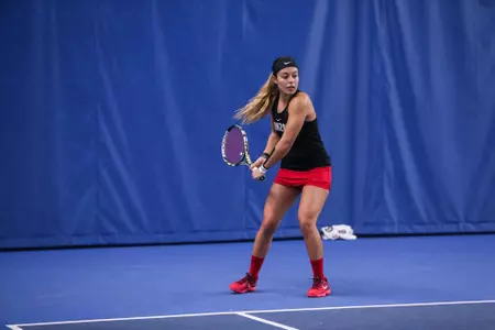 Domonique Garley prepares to hit a backhand