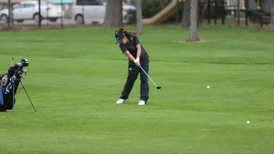 Jessica Mangrobang hits a shot 