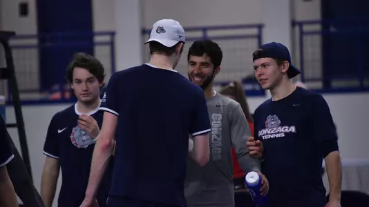 Zags players celebrate the win over EWU.