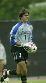 Derek Biss stopped seven shots versus George Mason on Saturday.