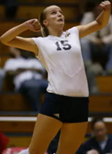 Freshman Janine Brown had a team-high 11 digs and nine kills Friday at Duquesne.