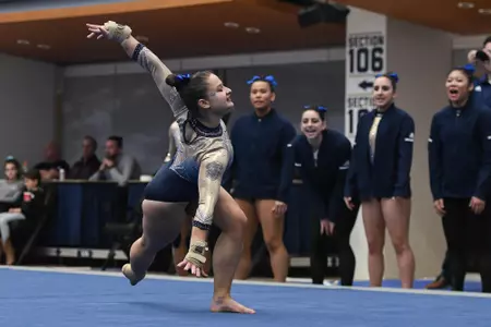 Karpova competes on floor.