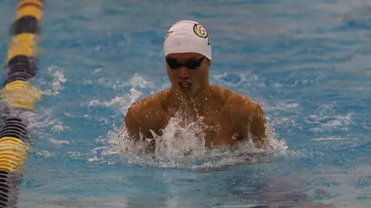 Haoning Chen swims vs. Georgetown on Jan. 18, 2020