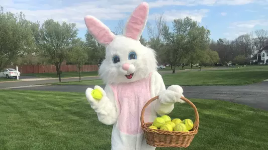 Faith Weber of GW softball surprised children in her hometown as the Easter Bunny.
