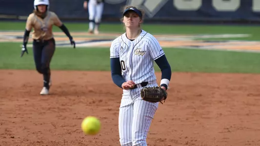 Faith Weber makes a pitch vs. Mount St. Mary's.