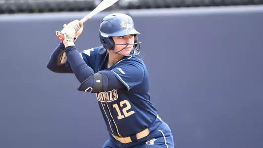 Maddie Spell waits for a pitch vs. George Mason.