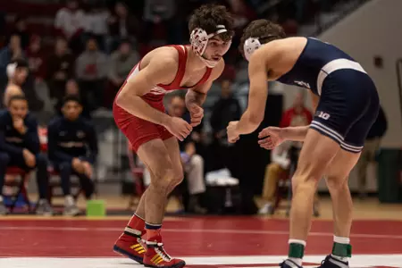 BLOOMINGTON, IN - February 05, 2023 - Henry Porter during the meet between the Penn State Nittany Lions and the Indiana Hoosiers at Wilkinson Hall in Bloomington, IN. Photo By Dalton Wainscott/Indiana Athletics