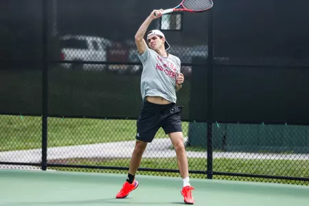 BLOOMINGTON, IN - March 31, 2023 - Luc Boulier during the meet between the Northwestern Wildcats and the Indiana Hoosiers at IU Tennis Center in Bloomington, IN. Photo By Gretta Cohoon/Indiana Athletics