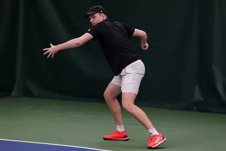 BLOOMINGTON, IN - April 2, 2023 - Ilya Tiraspolsky during the meet between the Saint Louis Billikens and the Indiana Hoosiers at IU Tennis Center in Bloomington, IN. Photo By Gretta Cohoon/Indiana Athletics