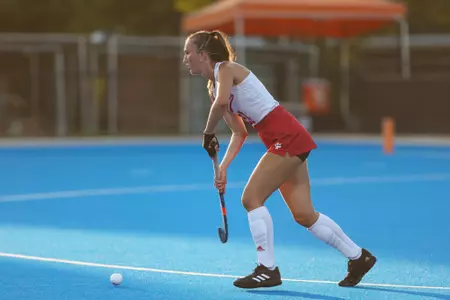 DURHAM, NC - August 25, 2023 - defender Emma Thompson #21 of the Indiana Hoosiers during the match agains the Duke Blue Devils at Jack Katz Stadium in Durham, NC. Photo By Sammy Nance/Indiana Athletics
