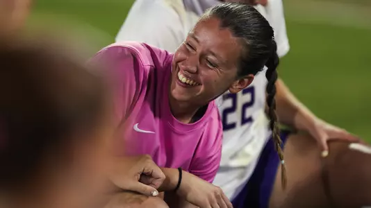 Kennedy Rist smiles after JMU womens soccer defeats App State