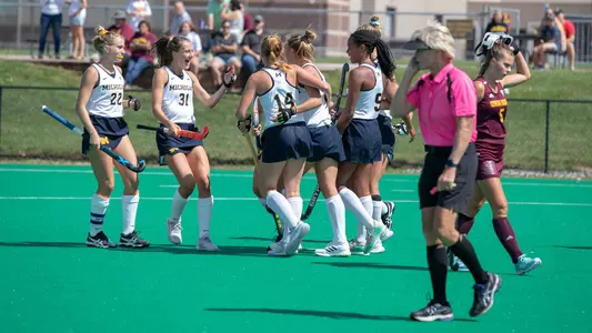 Field Hockey Team Celebration Generic (U-M Athletic Communications)