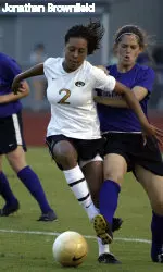 Freshman Breanna Thornton took two shots and assisted on the Tigers' third goal against the Lady Demons.