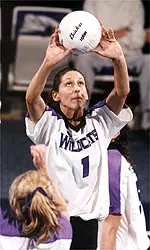 Junior Kelli Meyer, in her newfound position as outside hitter, posted a double-double