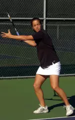 Junior Cristelle Grier (pictured) and doubles partner Audra Cohen recorded their 10th-straight victory Friday afternoon at Indiana.