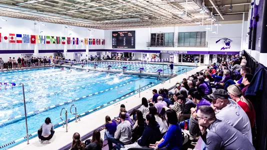January 10, 2025, Evanston, IL: A dual meet between Northwestern Swimming and Diving and Southern Indiana at Norris Aquatic Center in Evanston, IL on Friday, January 10, 2025. (Photo by Ryan Kuttler/Northwestern Athletics)