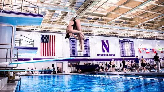 January 28, 2023, Evanston, IL: Northwestern Swimming and Diving competes in a meet against Minnesota, Iowa, and Purdue on Senior Day at Norris Aquatic Center in Evanston, Illinois Saturday, January 28, 2023. (Photo by Ryan Kuttler/Northwestern Athletics)
