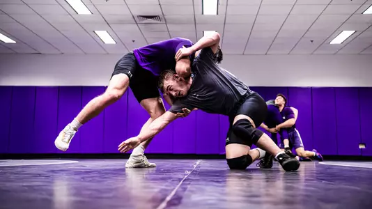 October 31, 2023, Evanston, IL: Northwestern Wrestling Practices at Ken Kraft Wrestling Room in Evanston, IL on Tuesday, October 31, 2023. (Photo by Ryan Kuttler/Northwestern Athletics)