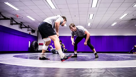October 31, 2023, Evanston, IL: Northwestern Wrestling Practices at Ken Kraft Wrestling Room in Evanston, IL on Tuesday, October 31, 2023. (Photo by Ryan Kuttler/Northwestern Athletics)