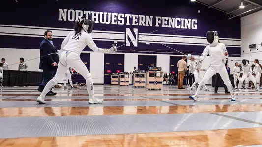 October 27, 2024, Evanston, IL: Northwestern Fencing competes in the NU Fall Duals at Patten Gymnasium in Evanston, IL on Sunday, October 27, 2024. (Photo by Henry Frieman/Northwestern Athletics)