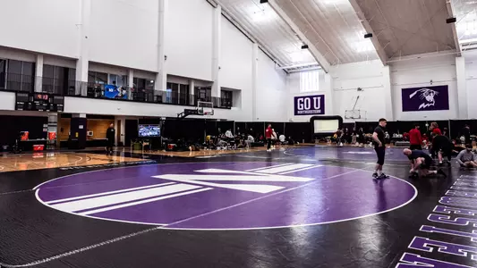 March 8, 2025, Evanston, IL: Northwestern Wrestling competes in Session 1 of the 2025 Big Ten Wrestling Championships at Welsh-Ryan Arena in Evanston, IL on Saturday, March 8, 2025. (Photo by Ryan Kuttler/Northwestern Athletics)