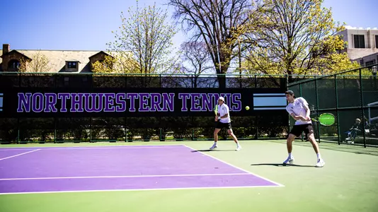 April 21, 2024, Evanston, IL: A match between Northwestern Men’s Tennis and Purdue at Vandy Christie Tennis Center in Evanston, IL on Sunday, April 21, 2024. (Photo by Ryan Kuttler/Northwestern Athletics)